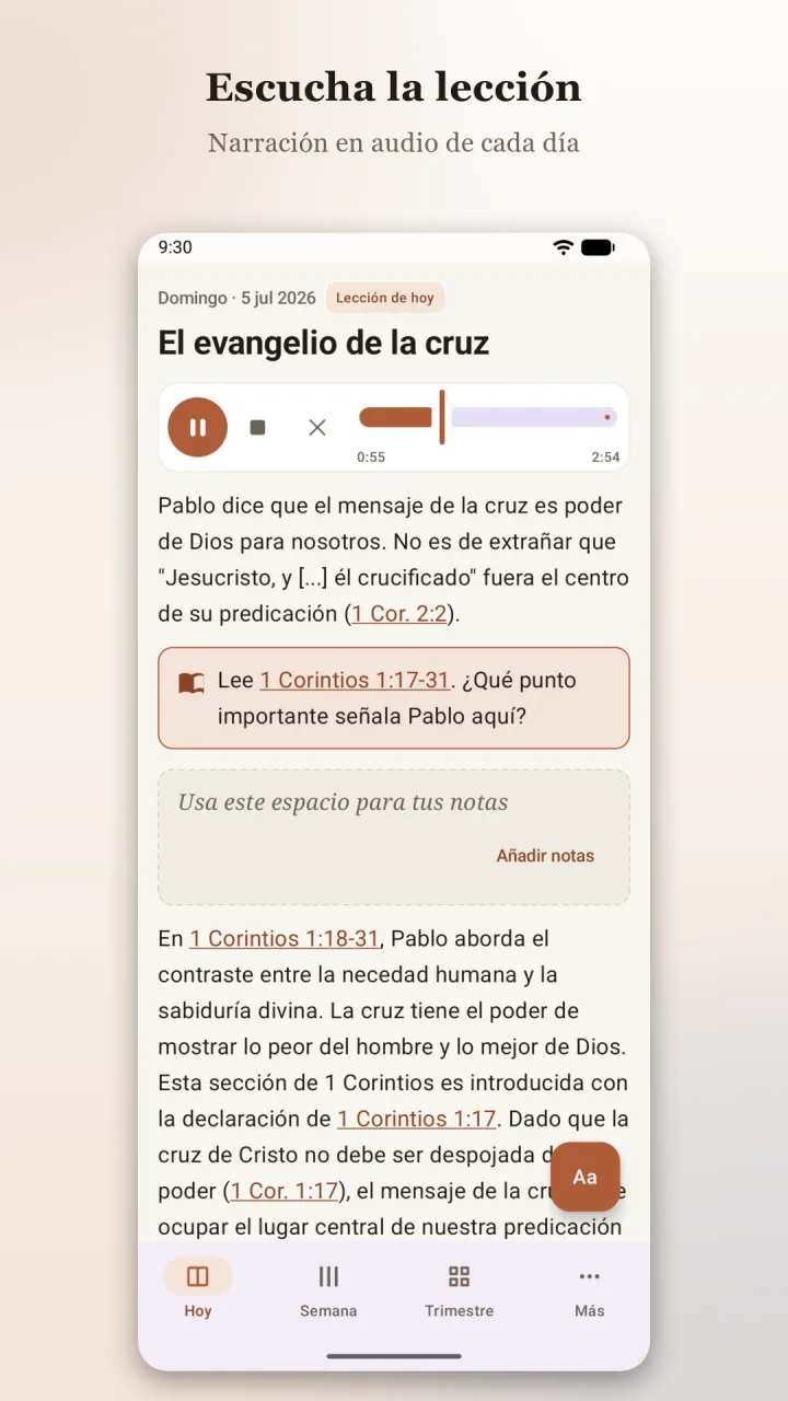 Narración en audio de la lección